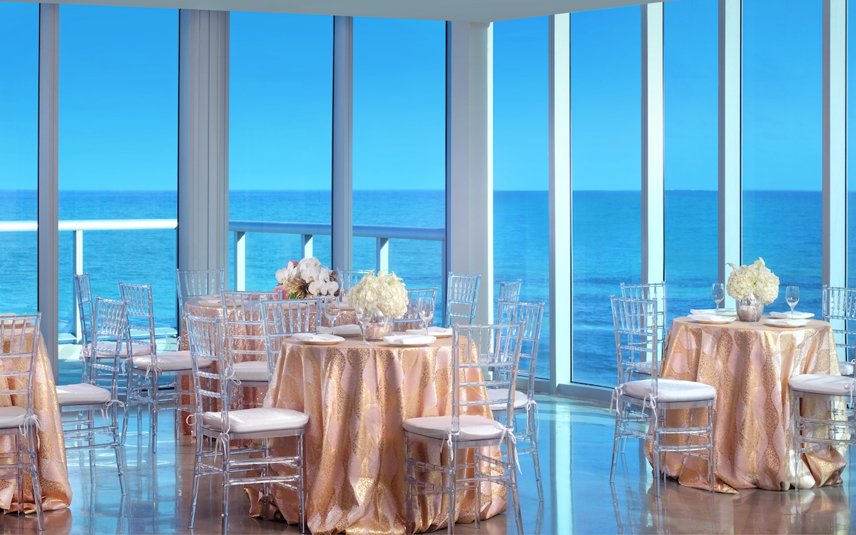 Sole on the Ocean wedding reception room overlooking the ocean.