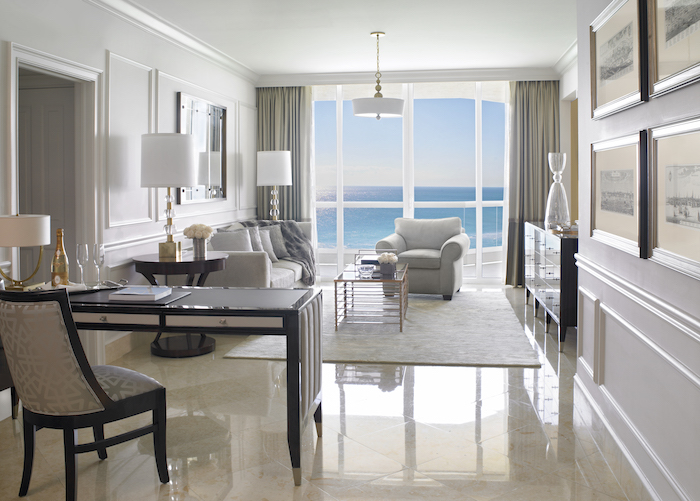 Spacious deluxe one bedroom oceanfront suite at Acqualina